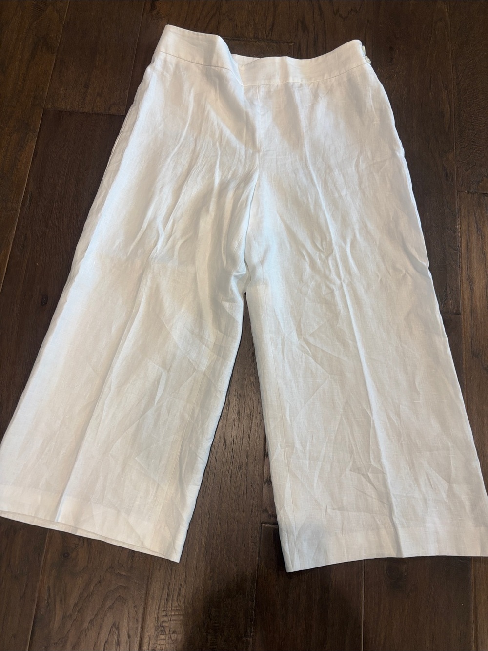 Talbots NWOT White Linen Wide-Leg Cropped Pants FULLY LINED